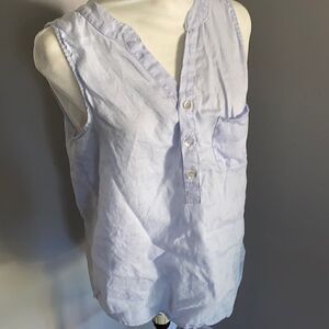 Magaschoni | Blue Linen Pocket Button Tank | S